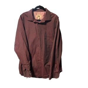 Joseph Abboud Men's Maroon/Navy Squares Long Sleeve Cotton -XXL